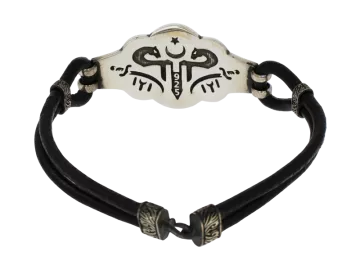 Lederarmband Donner mit gemusterter Silberplatte